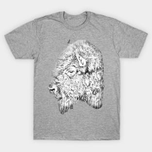 Drawing conversion of a Buffalo head T-Shirt